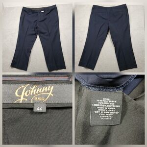 Johnny Bigg Men's Size 46 Navy Blue Dress Pants Flat Front Business Casual